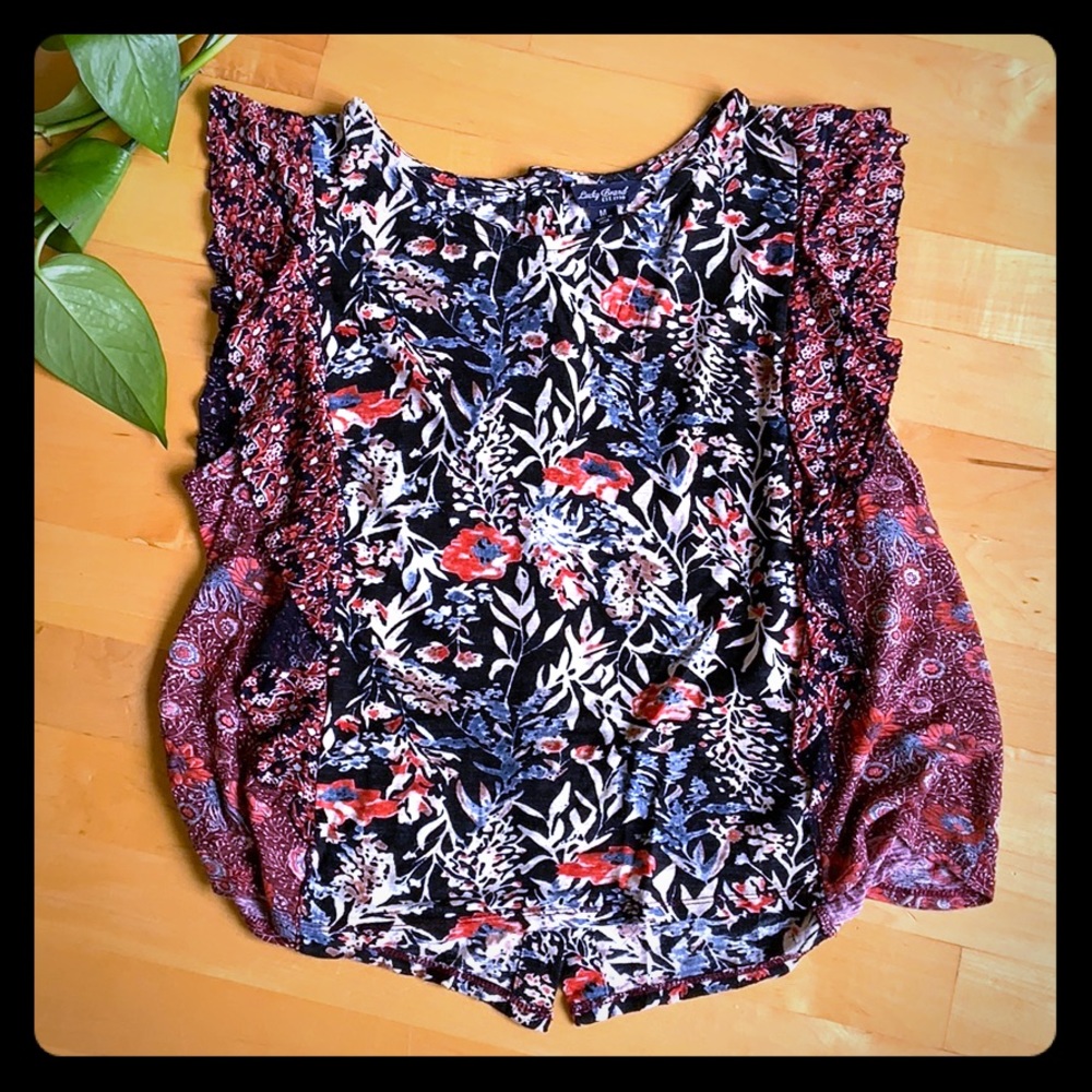 lucky brand floral print tank top, size M